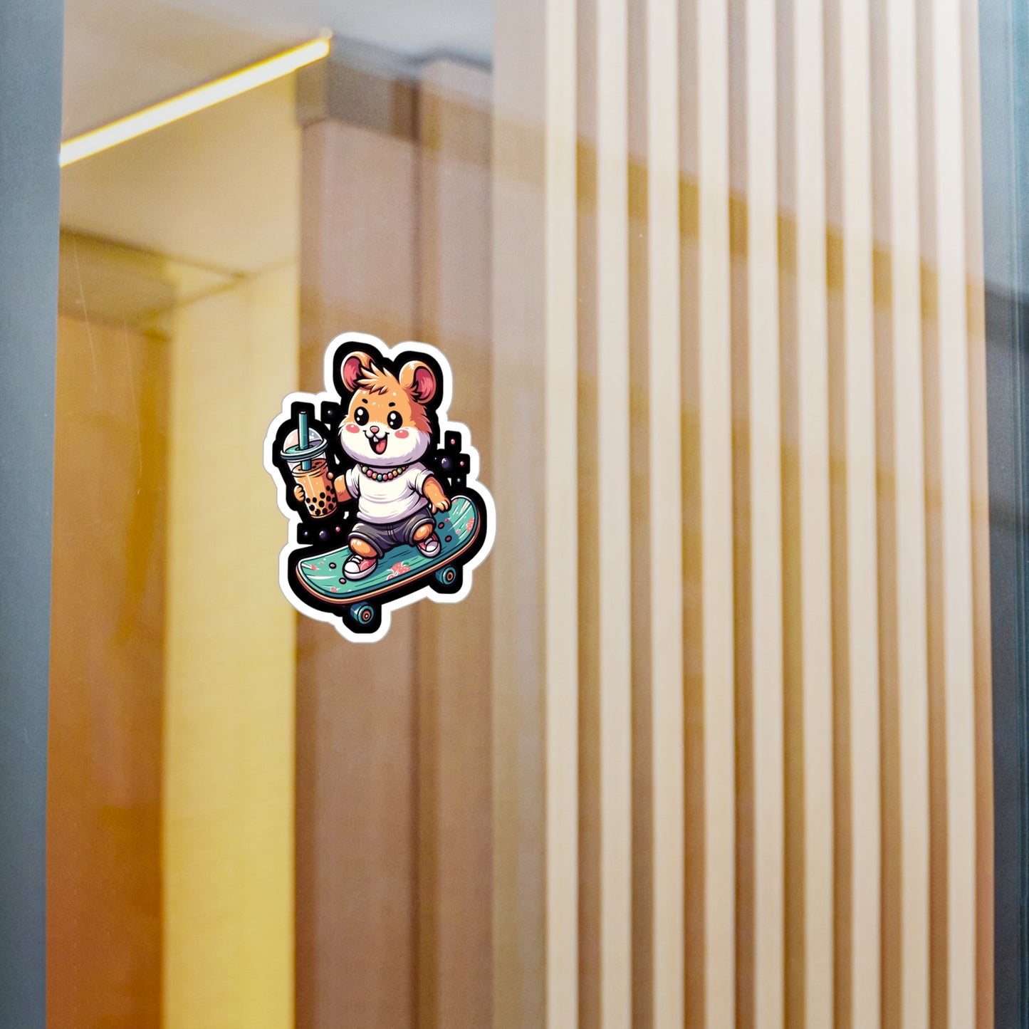 Skateboard Hamster - Hamster Sticker for Laptop Sticker. Water Bottle Sticker, Vinyl Skateboard Decal - Hamster Gift