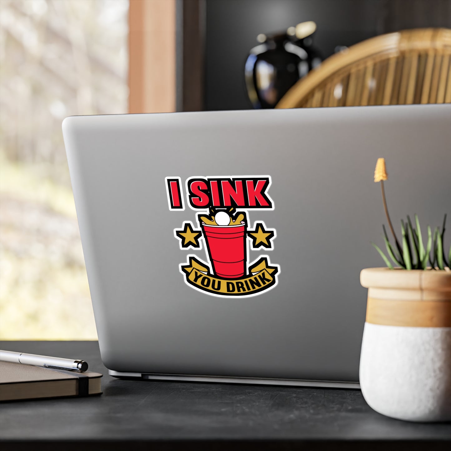 I Sink You Drink Beer Pong - Beer-pong Sticker for Laptop Sticker. Water Bottle Sticker, Vinyl Glory Decal - Beer-pong Gift