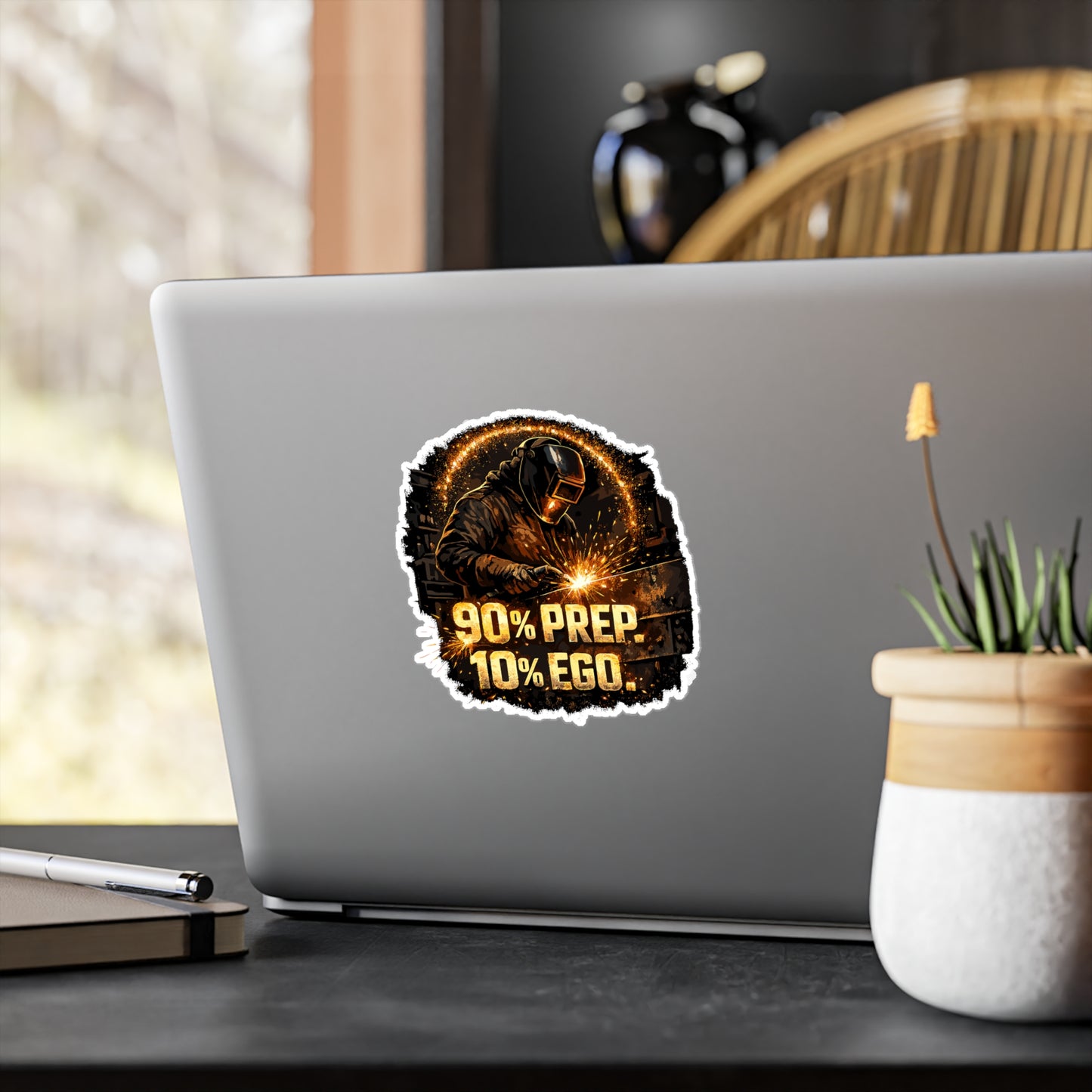 Welder Sticker "90% Prep. 10% Ego." Welding Fabricator Humor Waterproof Vinyl Decals for Laptop & Water Bottle