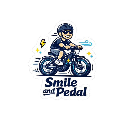 E-Bike Sticker Smile and Pedal Electric Bike Decals Waterproof Vinyl for Laptop Water Bottle E-Cyclist Gift