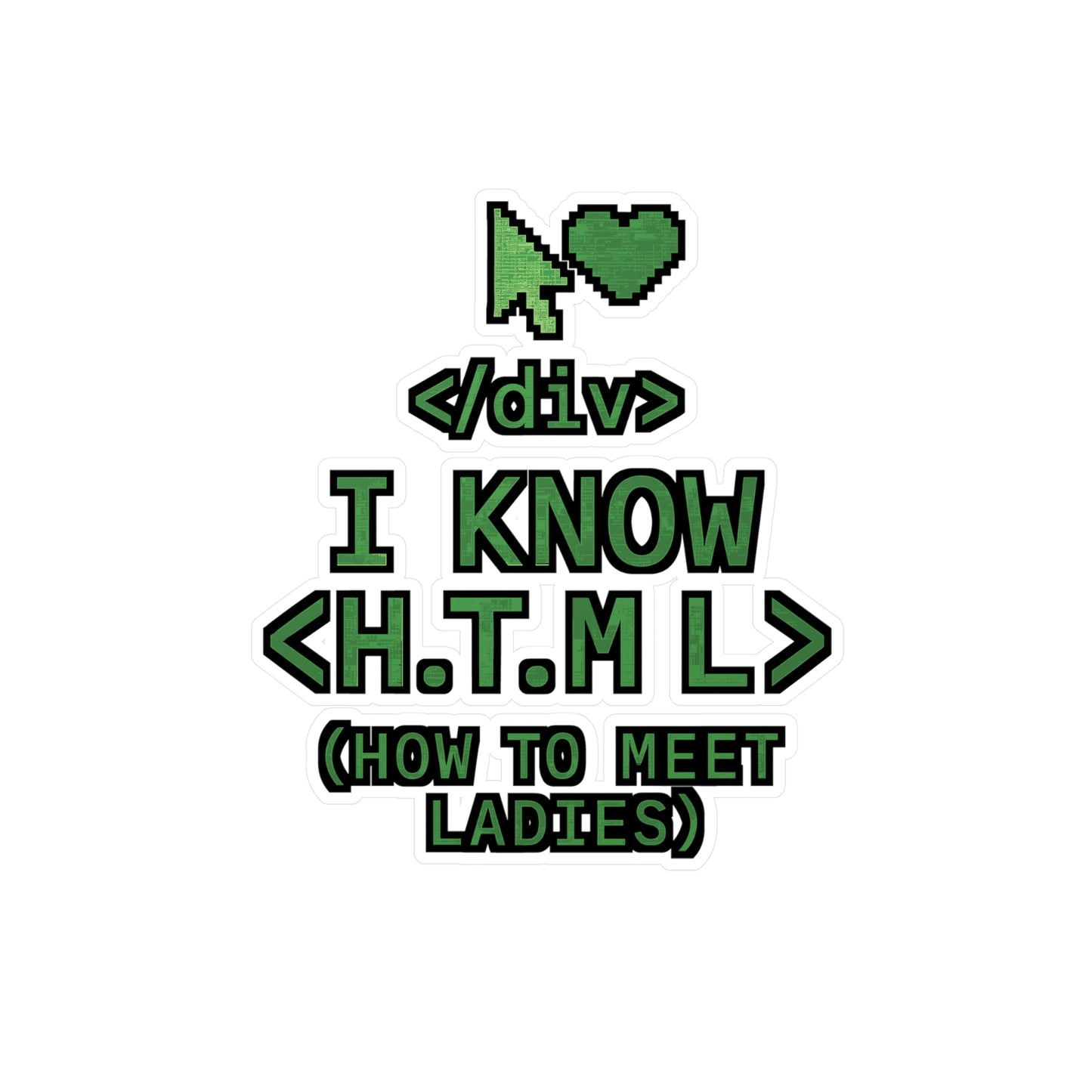 I Know H.T.M.L. – How to Meet Ladies Sticker for Laptop, Water Bottle & Web Developer Gifts
