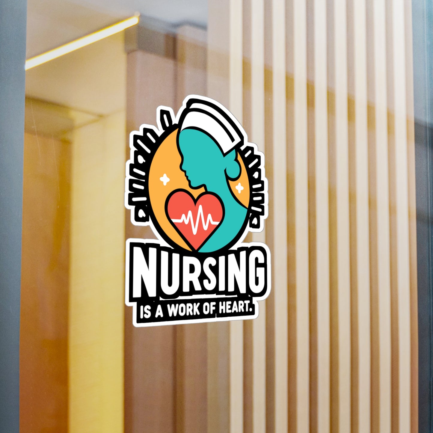 Nursing is a work of heart - Nurse Sticker for Car Laptop Sticker. Water Bottle Sticker, Vinyl Nursing-student Decal - Nurse Gift