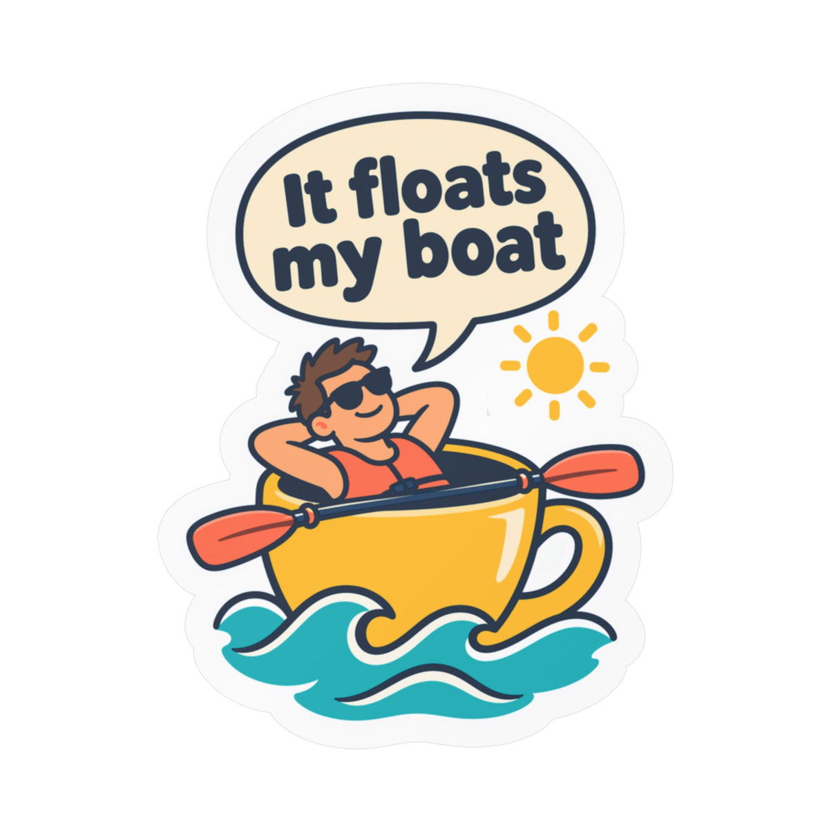 Kayak Sticker – It Floats My Boat Design for Kayaking and Rowing Fans, Kayaker Decals for Laptop or Water Bottle