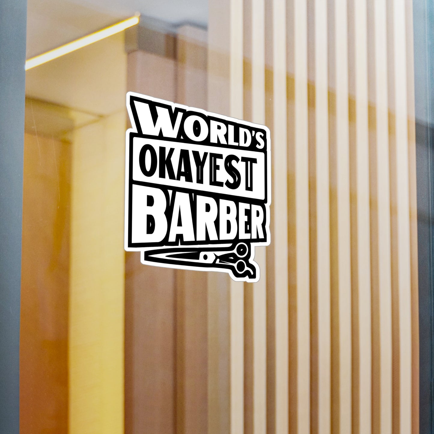 World's Okayest Barber - Hairdresser Sticker for Laptop Sticker. Water Bottle Sticker, Vinyl Brushing Decal - Hairdresser Gift