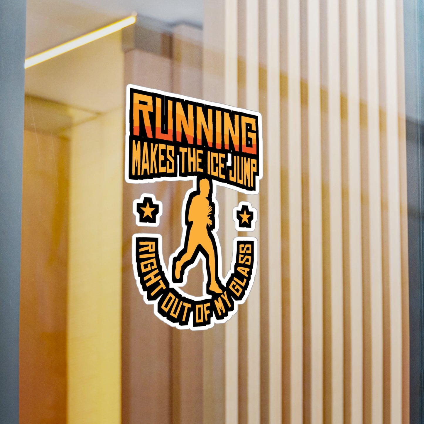 Running Makes The Ice Jump - Marathon Sticker for Laptop Sticker. Water Bottle Sticker, Vinyl Running Decal - Marathon Gift