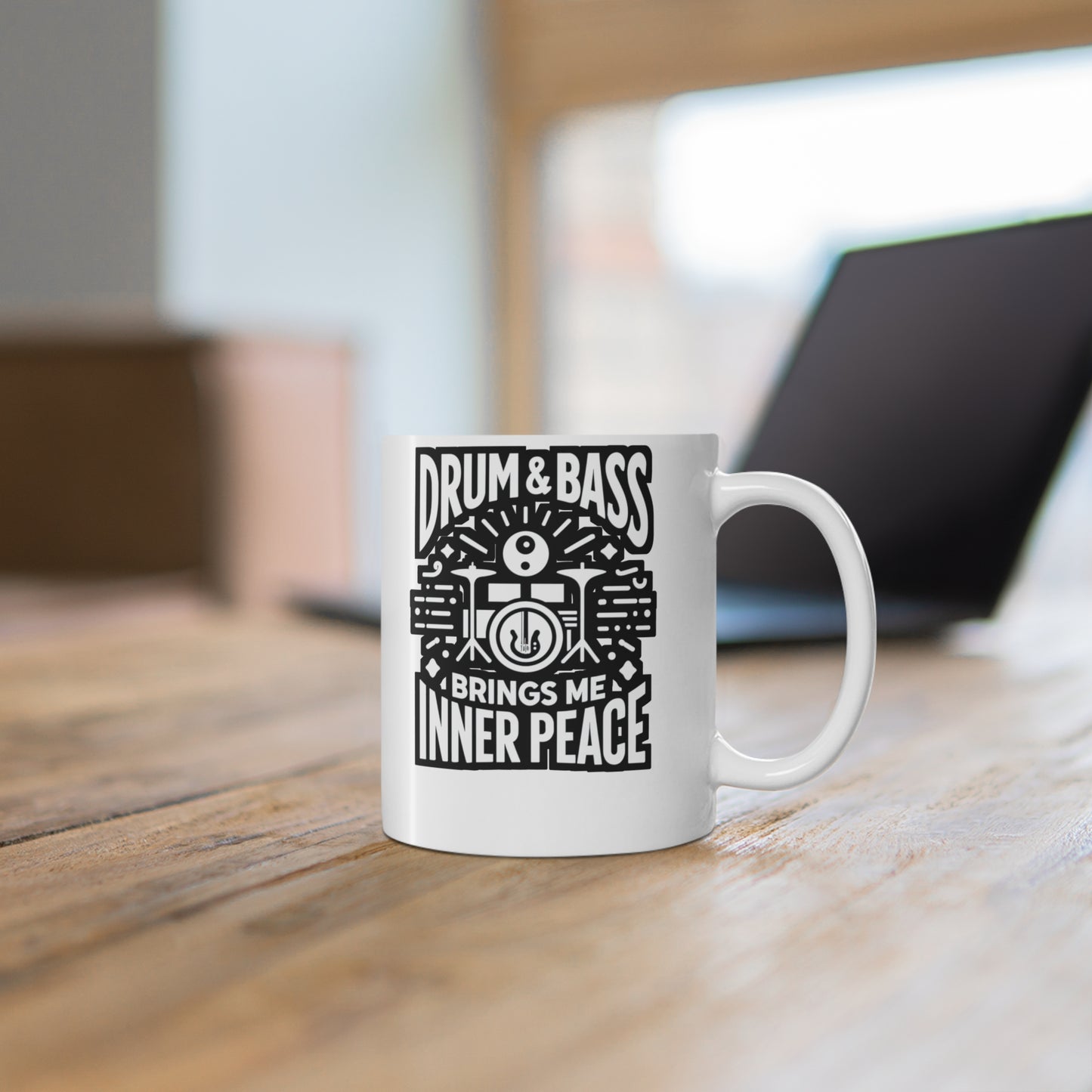 Drum and Bass Brings Me Inner Peace  - Audio-engineer Mug for Coffee 11oz. Audio-engineer Cup, White ceramic, Monitor Mug - Audio-engineer Gift