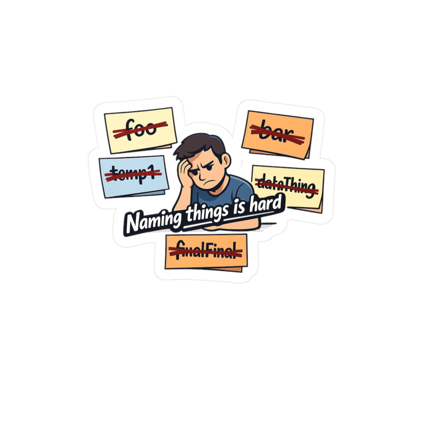 Coding Sticker Naming Things Is Hard Funny Programmer Decals, Waterproof Vinyl for Laptop, Water Bottle, Source Code Semicolon Humor