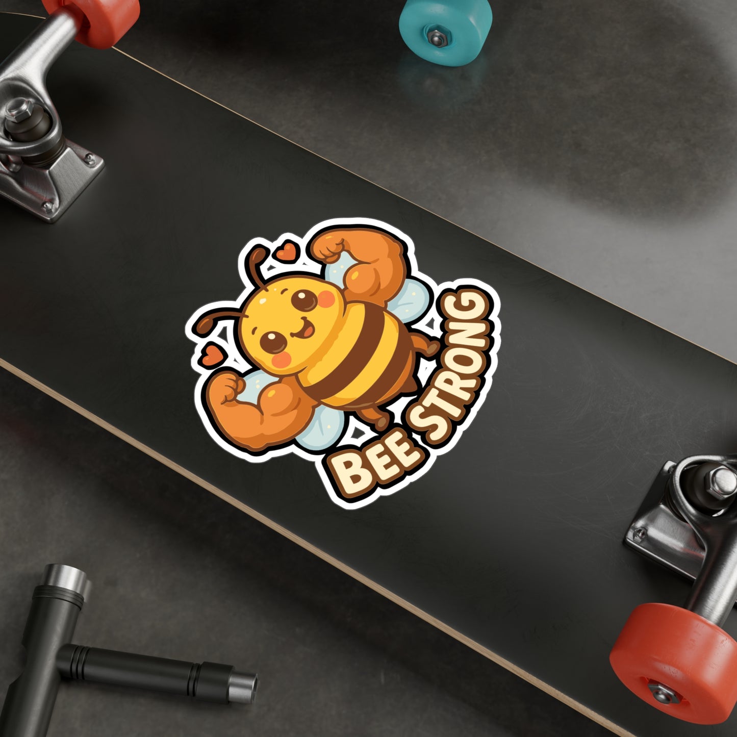 Bee Sticker – “Bee Strong” Motivational Decals for Fitness Enthusiasts, Vinyl Waterproof Muscles Design for Laptop, Water Bottle