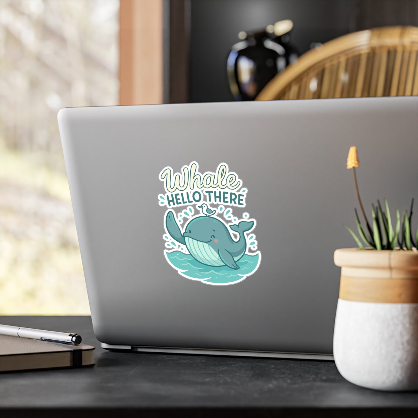 Whale Hello There Humpback Orca Sticker Decals for Laptop, Water Bottle – Majestic Sea Creature, Ocean Marine Design