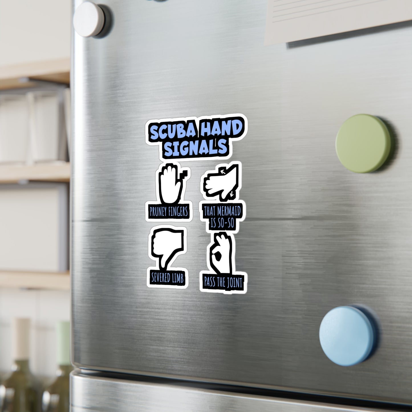 Scuba Hand Signals - Diver Sticker for Laptop Sticker. Water Bottle Sticker, Vinyl Scuba-diving Decal - Diver Gift