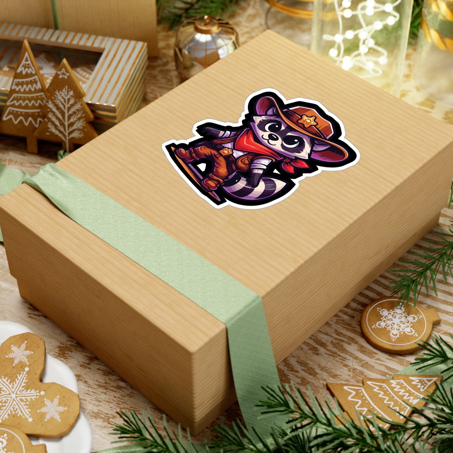 Raccoon Cowboy - Raccoon Sticker for Car Window Laptop Sticker. Water Bottle Sticker, Vinyl Cowboy Decal, Bandana Sticker - Raccoon Gift