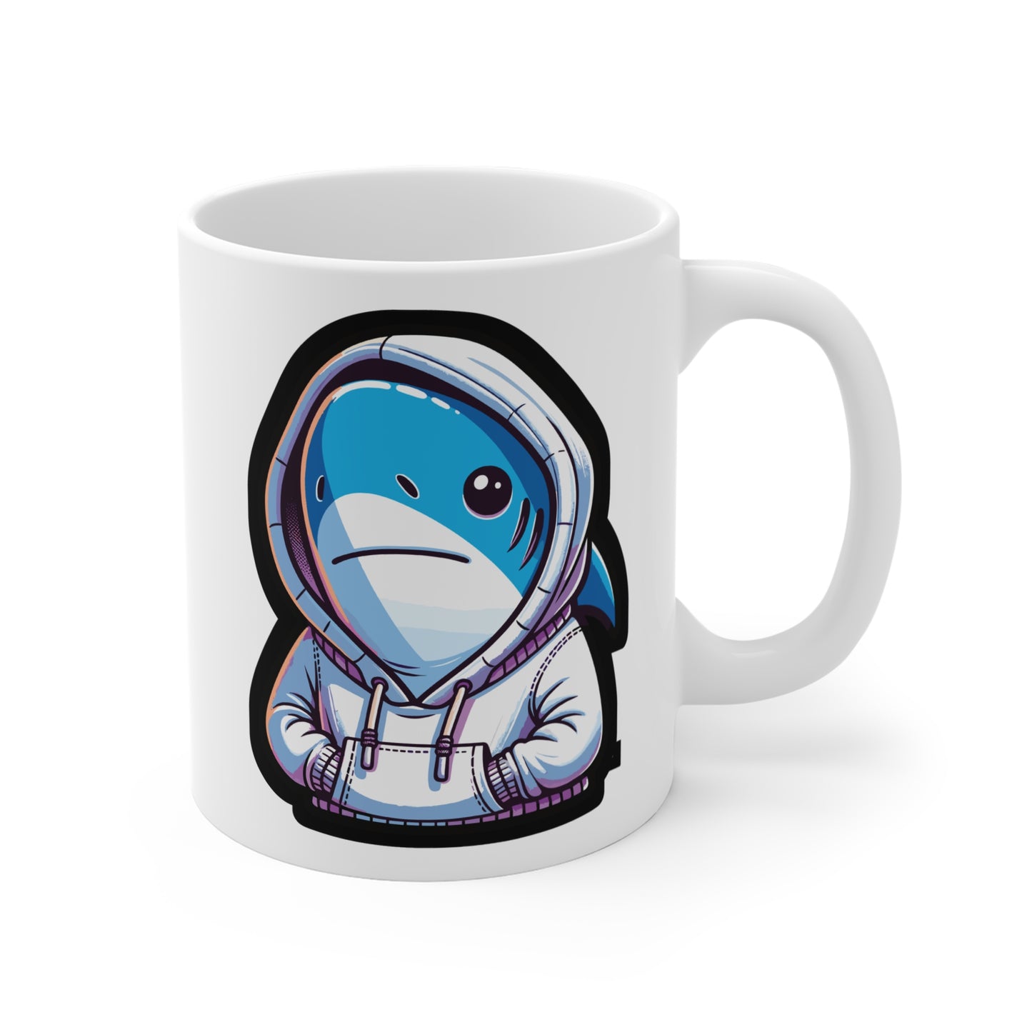 Cool Shark - Cool Mug for Coffee 11oz. Cool Cup, White ceramic, Shark Mug, Hoodie Tea Cup - Cool Gift