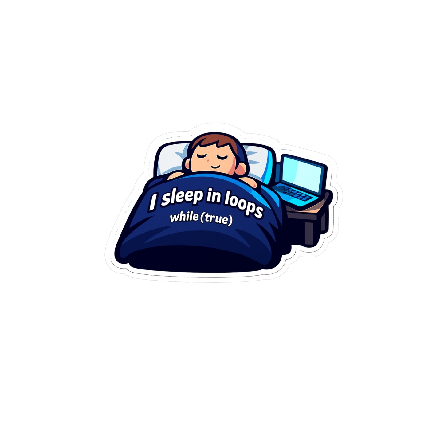 Coding Sticker I Sleep in Loops Funny Programmer Decals, Waterproof Vinyl for Laptop or Water Bottle, Source Code Semicolon Humor