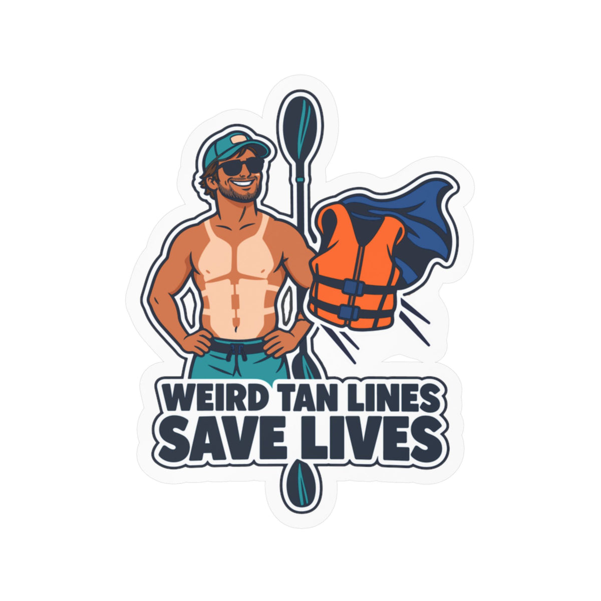 Kayak Sticker - Weird Tan Lines Save Lives, Funny Kayaker Decals for Laptop or Water Bottle, Kayaking and Rowing Humor