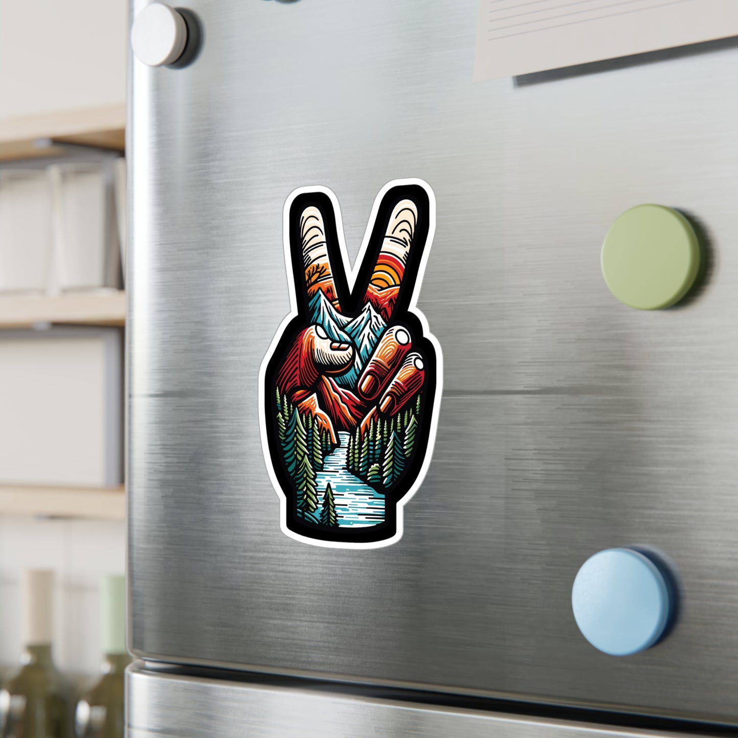 Peace Outdoor Forest Camping - Camping Sticker for Laptop, Wall Sticker. Water Bottle Sticker, Vinyl Adventure Decal - Camping Gift