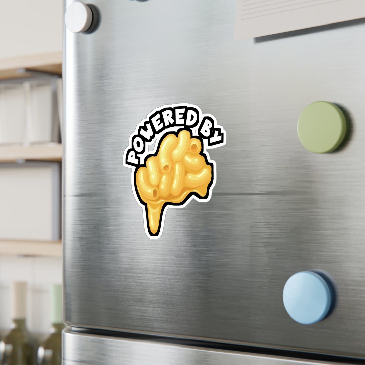 Powered by Mac & Cheese - Macaroni Sticker for Laptop Sticker. Water Bottle Sticker, Vinyl Mac Decal - Macaroni Gift