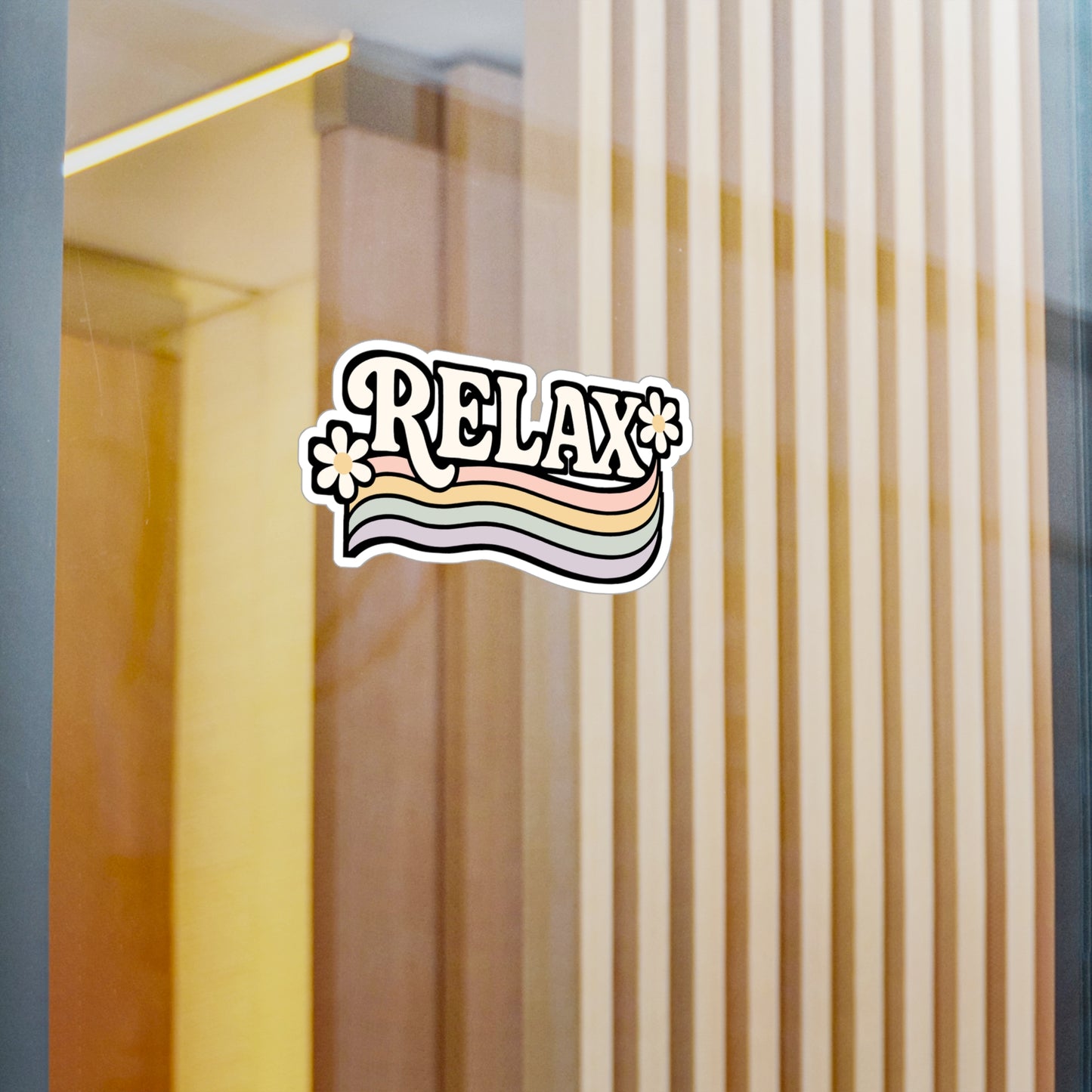 Retro Sticker – Groovy "Chill" Pastel Psychedelic Decals for Laptop, Water Bottle, Vinyl, Waterproof Design