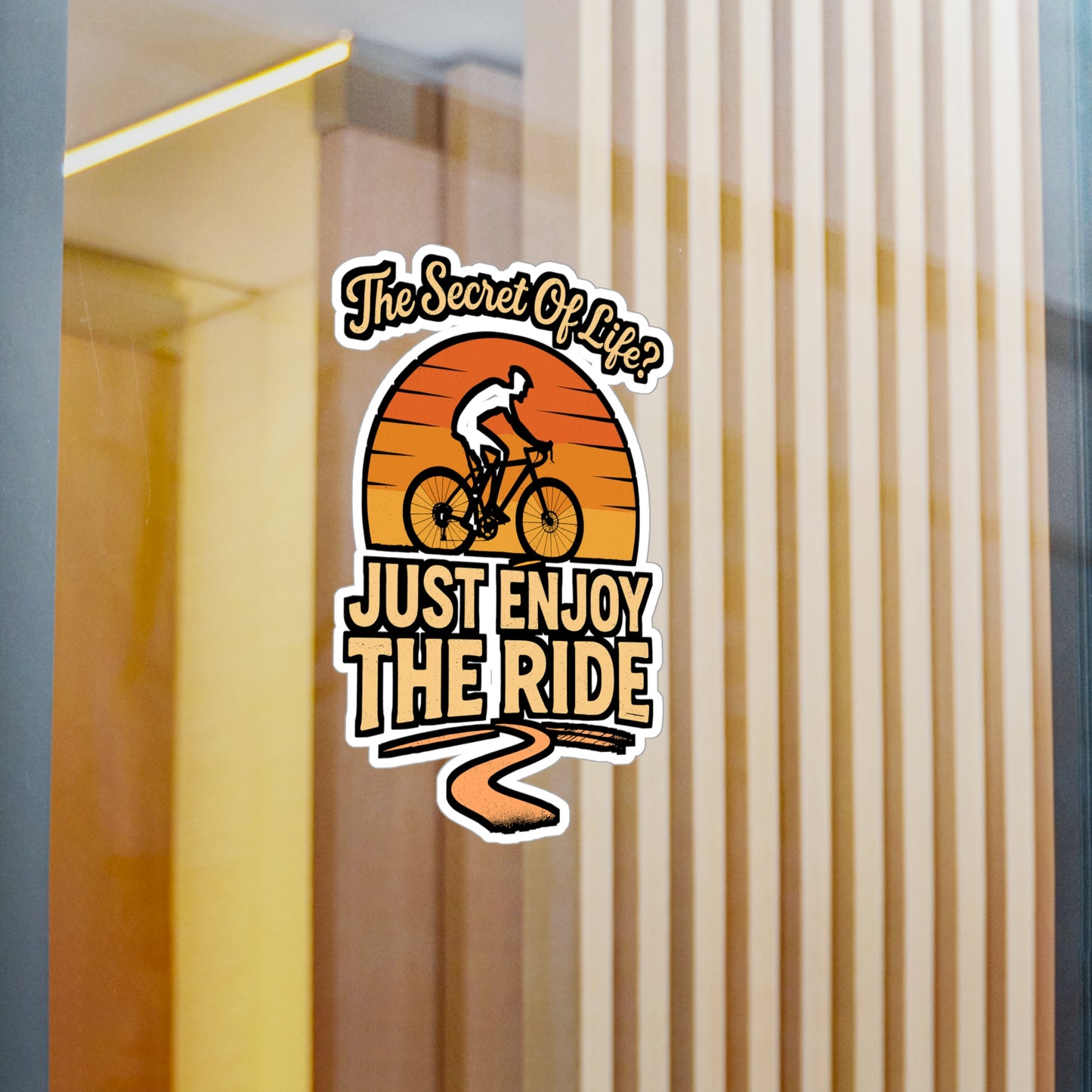 The Secret of Life? Just Enjoy the Ride – Cycling Sticker for Laptop or Water Bottle | Vinyl Chain Decal, Biker Gift, Motivational Quote