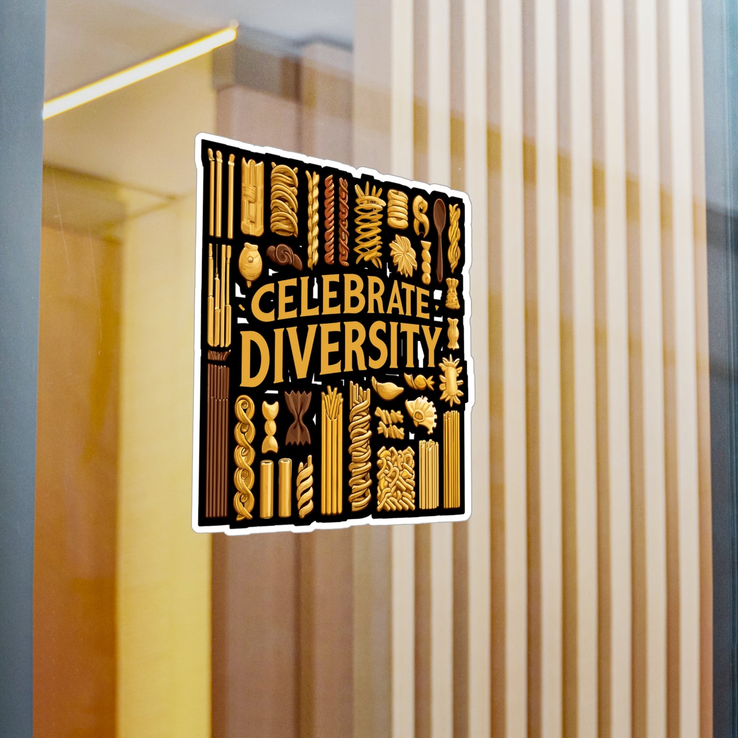 Celebrate Diversity - Pasta Sticker for Laptop Sticker. Water Bottle Sticker, Vinyl Diversity Decal - Pasta Gift