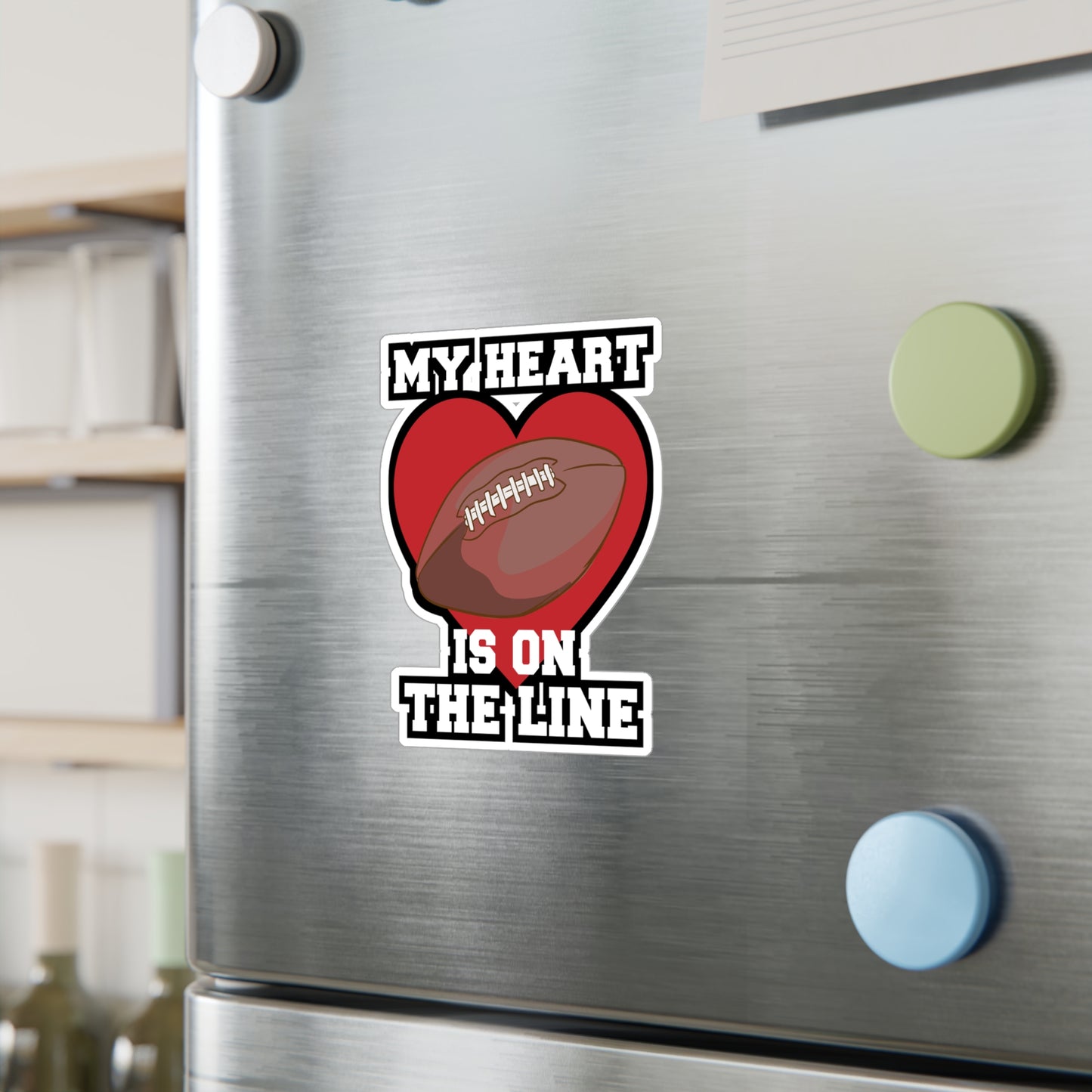 My Heart Is On The Line - Football Sticker for Laptop Sticker. Water Bottle Sticker, Vinyl Block Decal - Football Gift
