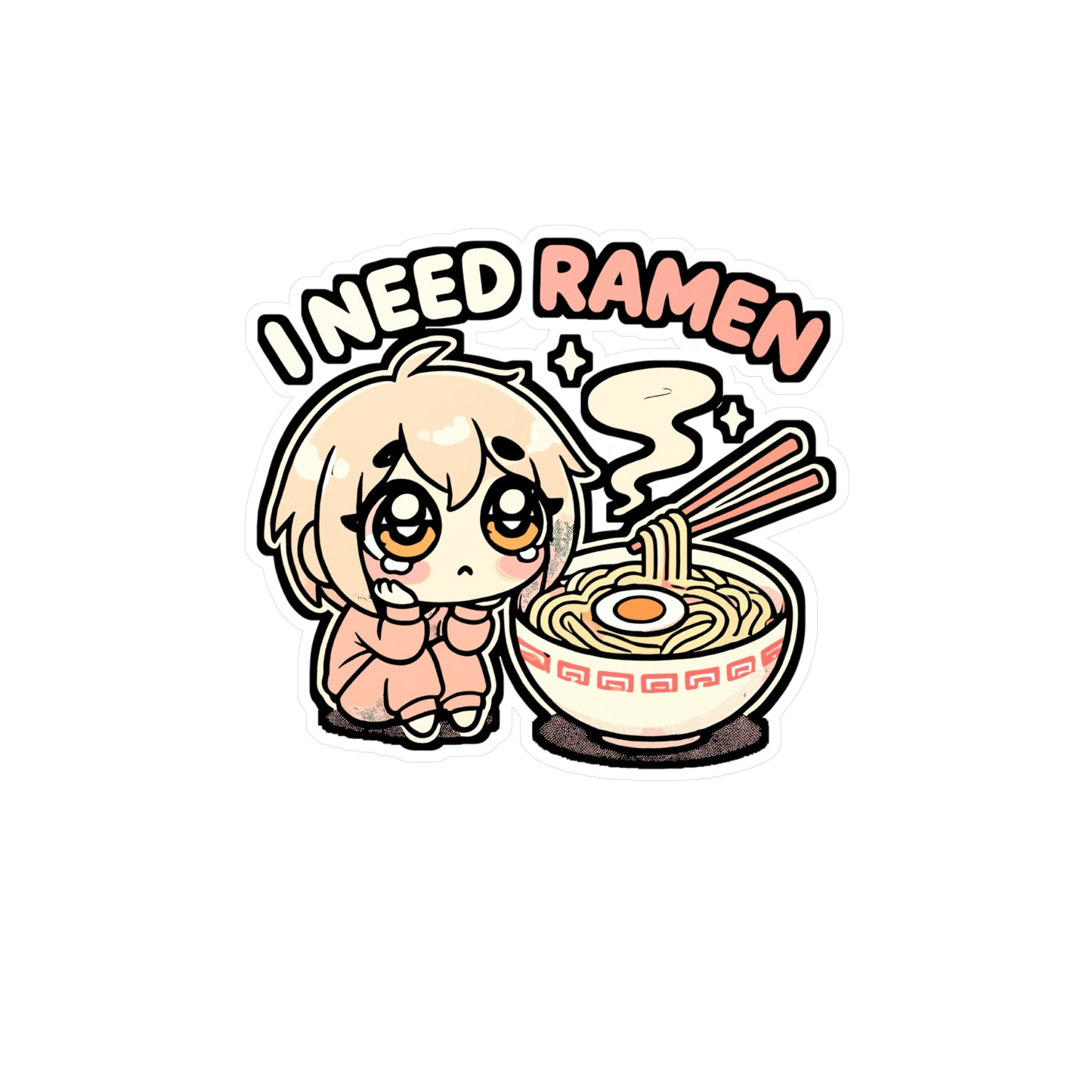 I Need Ramen – Vinyl Ramen Sticker for Car, Laptop & Water Bottle | Noodles Decal, Slurping Gift for Ramen Lovers