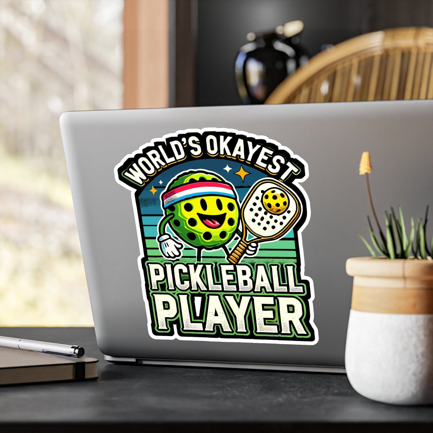 World's Okayest Pickleball Player - Pickleball Sticker for Laptop Sticker. Water Bottle Sticker, Vinyl Dink Decal - Pickleball Gift