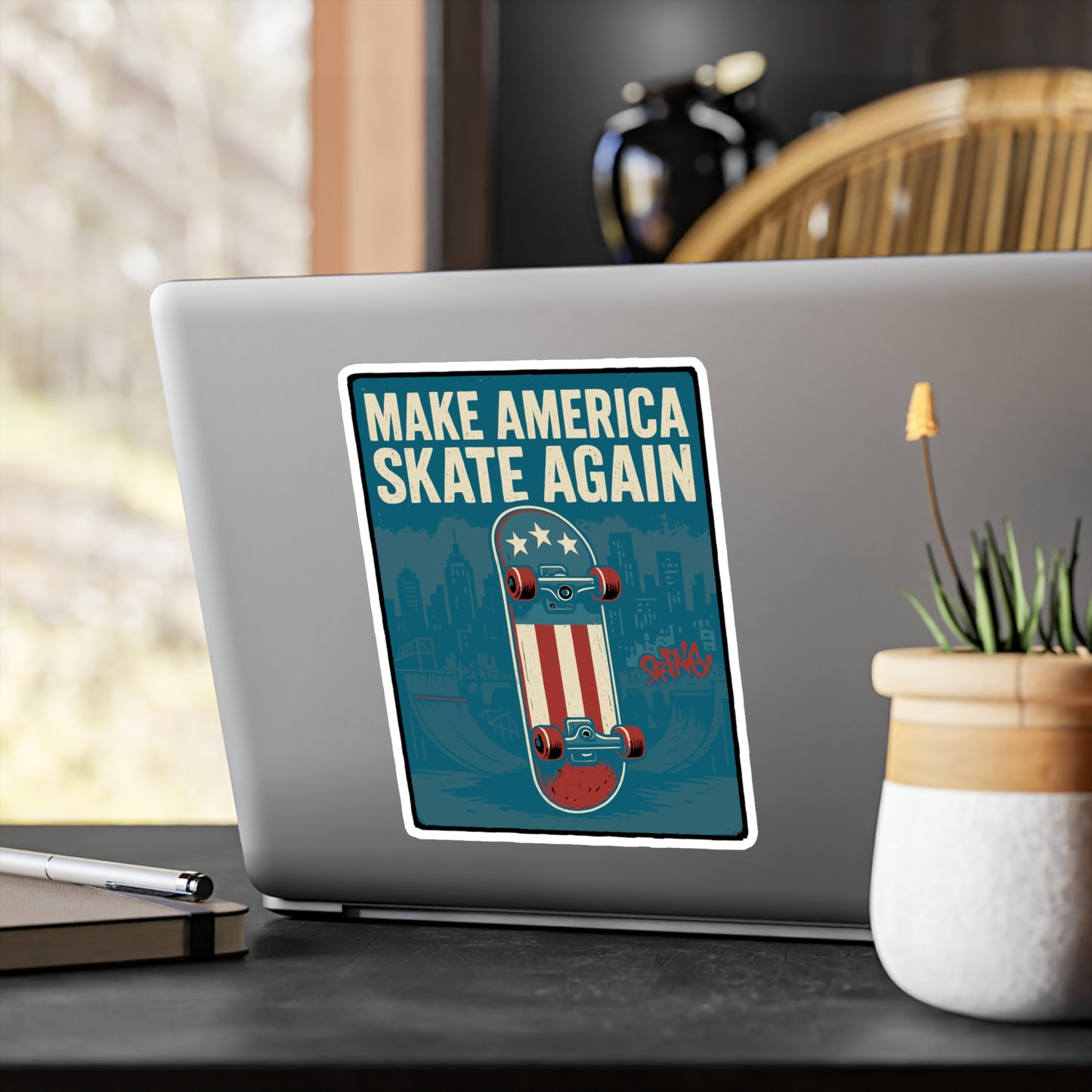 Make America Skate Again - Skateboarding Sticker for Laptop, Water Bottle, Teens & Skater Gifts