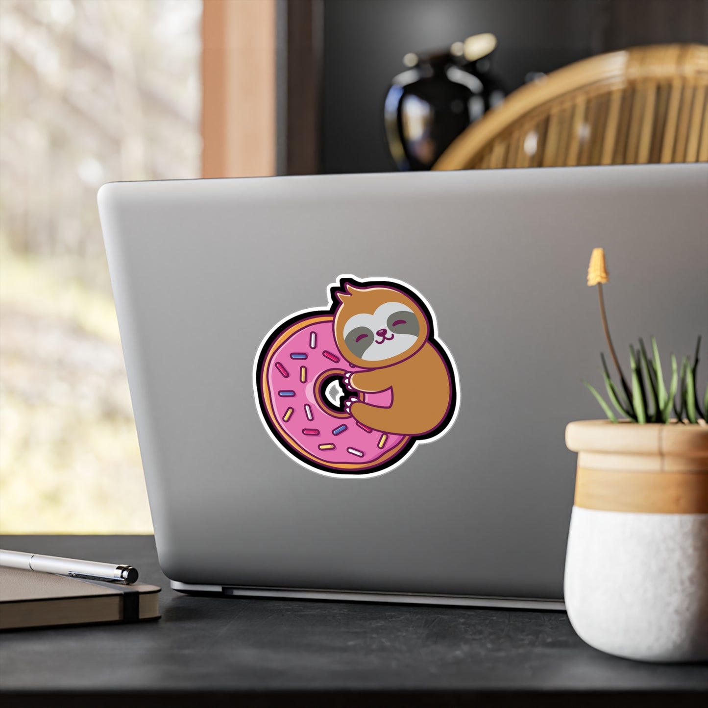 Sloth Donut - Sloth Sticker for Car Window Laptop Sticker. Water Bottle Sticker, Vinyl Cute Decal, Sloths Sticker - Sloth Gift
