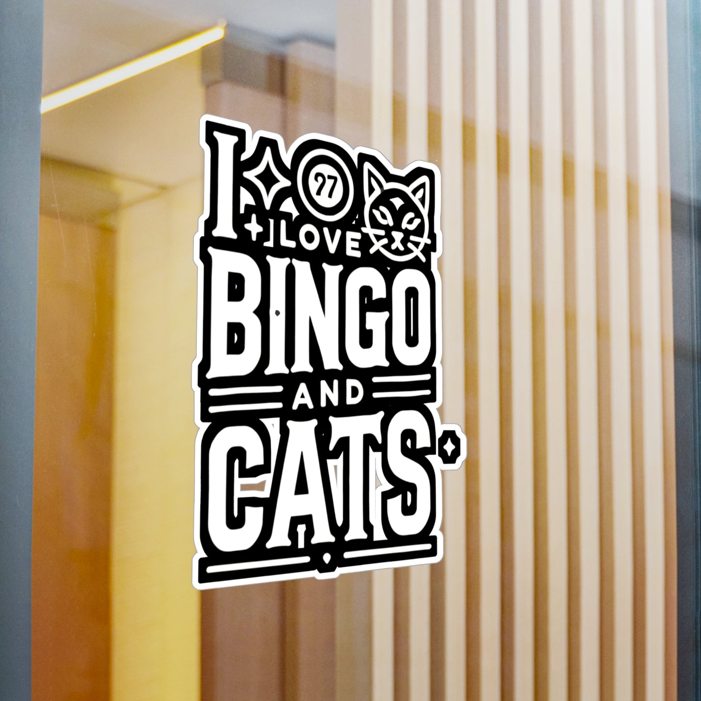 I Love Bingo And Cats - Bingo Sticker for Car Window Laptop Sticker. Water Bottle Sticker, Vinyl Caller Decal, Balls Sticker - Bingo Gift