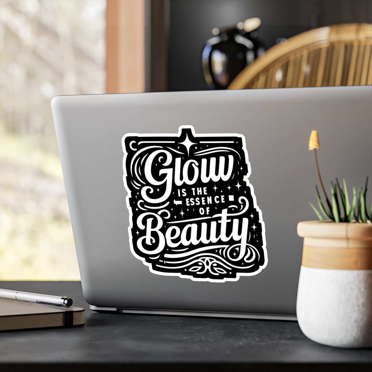 Glow is the essence of beauty - Beautician Sticker for Laptop Sticker. Water Bottle Sticker, Vinyl Esthetician Decal - Beautician Gift