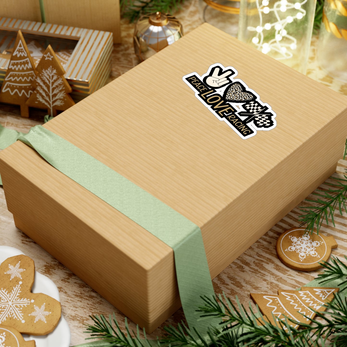 Peace Love Racing - Car-racing Sticker for Laptop Sticker. Water Bottle Sticker, Vinyl Skid Decal - Car-racing Gift