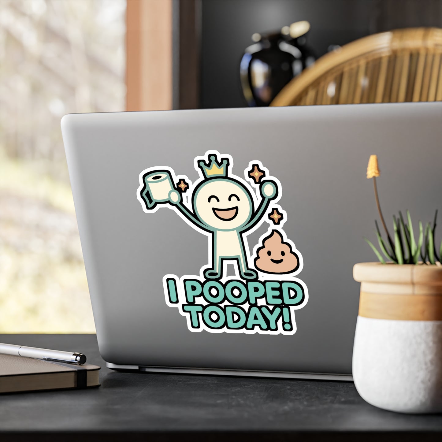 I Pooped Today - Bowel Sticker for Laptop, Water Bottle - Funny Gift for Friends, Coworkers, Adults