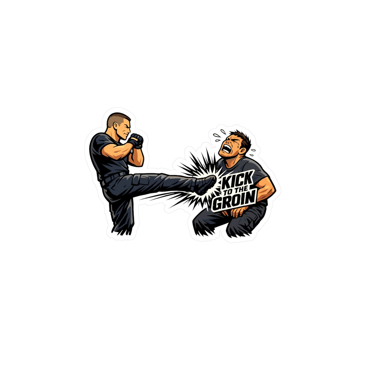 Krav Maga Sticker Kick to the Groin Design – Waterproof Vinyl sticker decals for Laptop, Water Bottle, Martial Arts Self Defense Fitness
