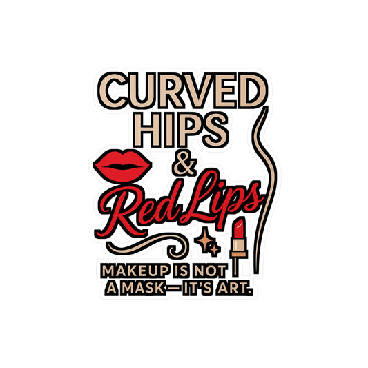 Curved Hips and Red Lips – Vinyl Decal for Car Window, Laptop, and Water Bottle | Curvy Gift, Hips Sticker