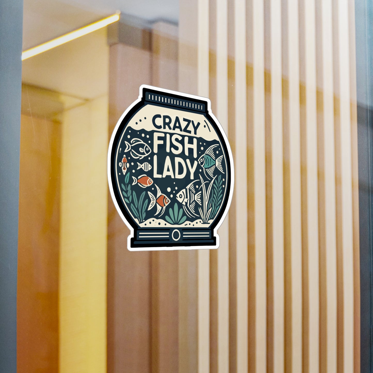 Crazy Fish Lady  - Aquarist Sticker for Car Laptop Sticker. Water Bottle Sticker, Vinyl Aquarium Decal - Aquarist Gift