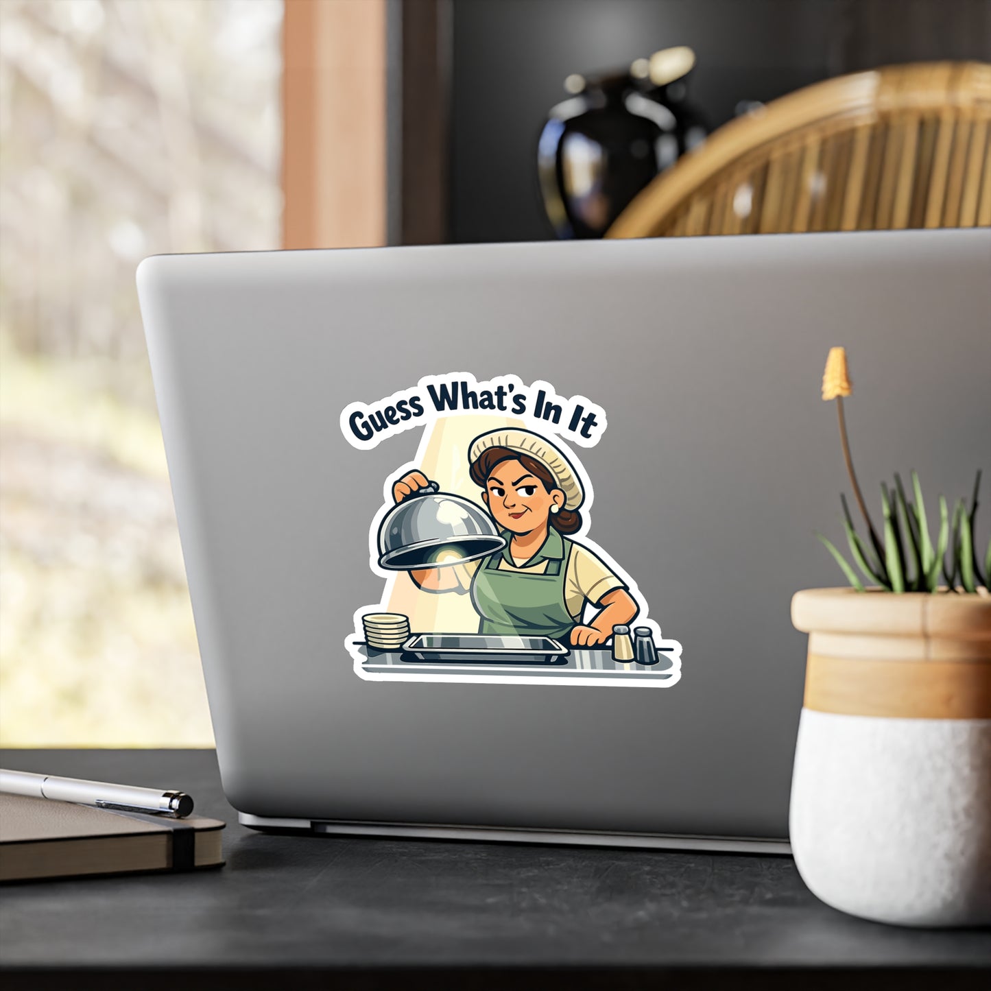 Lunch Lady Sticker Guess What’s In It Funny School Canteen Design Vinyl Waterproof Decals for Laptop Water Bottle