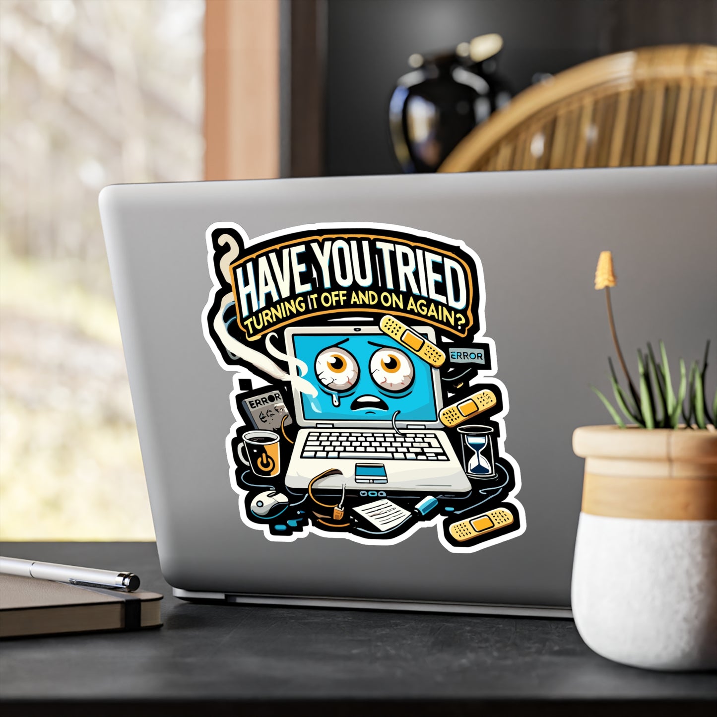 Have You Tried Turning It Off and On Again - IT support Sticker for Laptop Sticker. Water Bottle Sticker, Vinyl Funny tech shirt Decal - IT support Gift