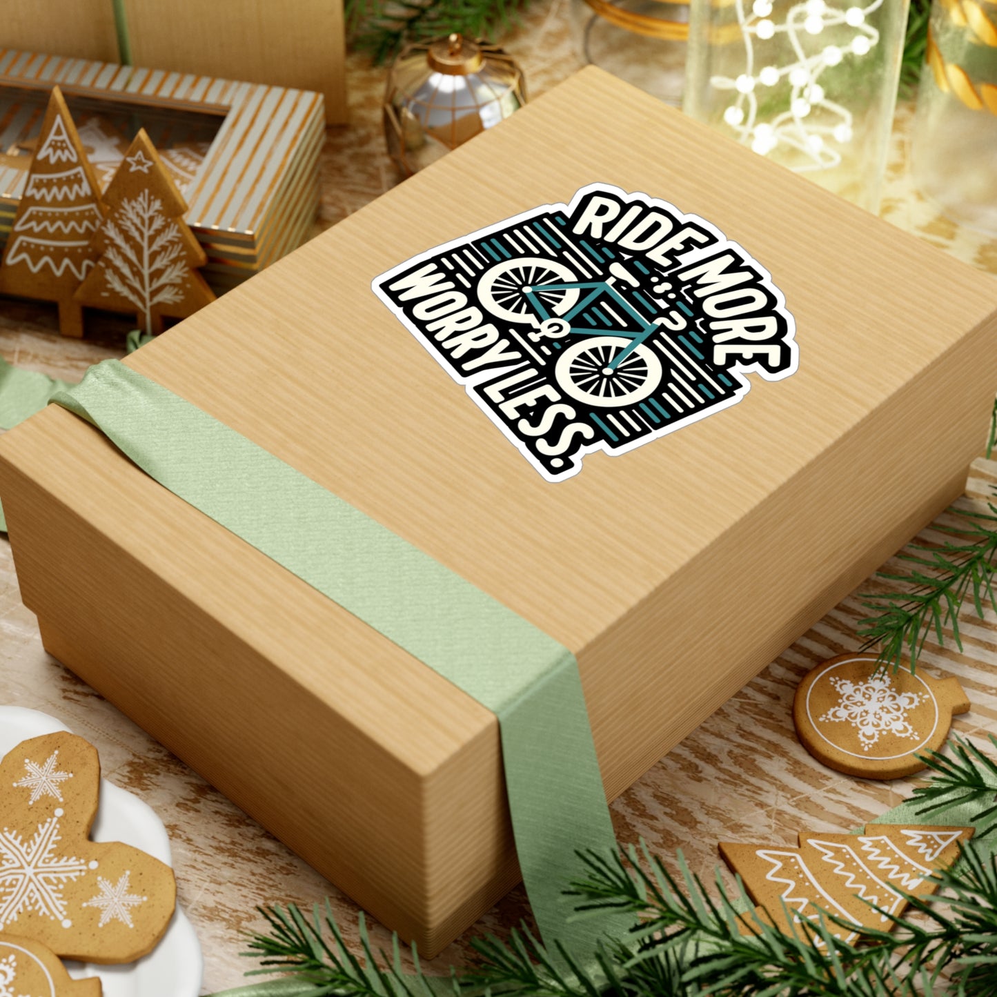 Ride more, worry less - Cycling Sticker for Wall Laptop Sticker. Water Bottle Sticker, Vinyl Cyclist Decal - Cycling Gift