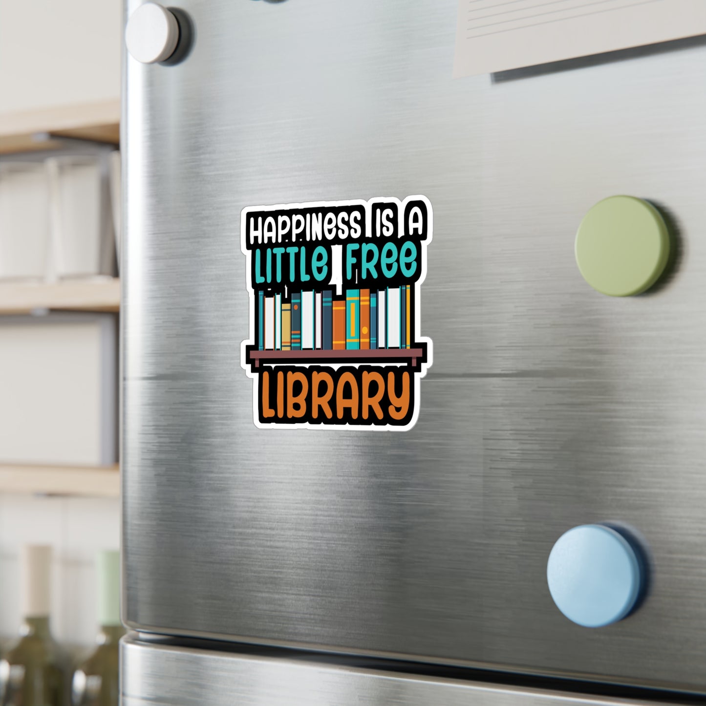 Happiness is a little free library - Author Sticker for Wall, Laptop, Window, Truck, Car Author Gift Vinyl Writer Decal Sticker