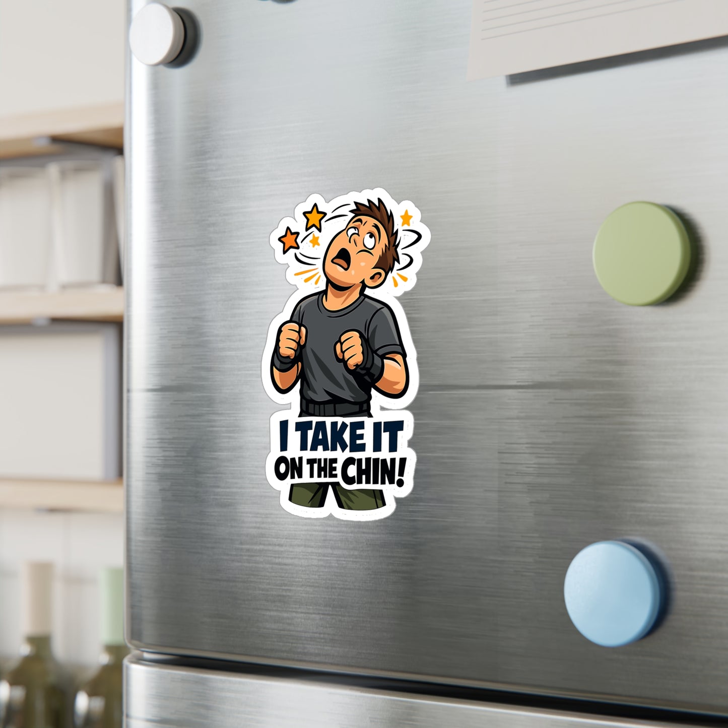 Krav Maga Sticker "I Take It on the Chin!" – Waterproof Vinyl decals for Laptop, Water Bottle, martial arts self defense fitness