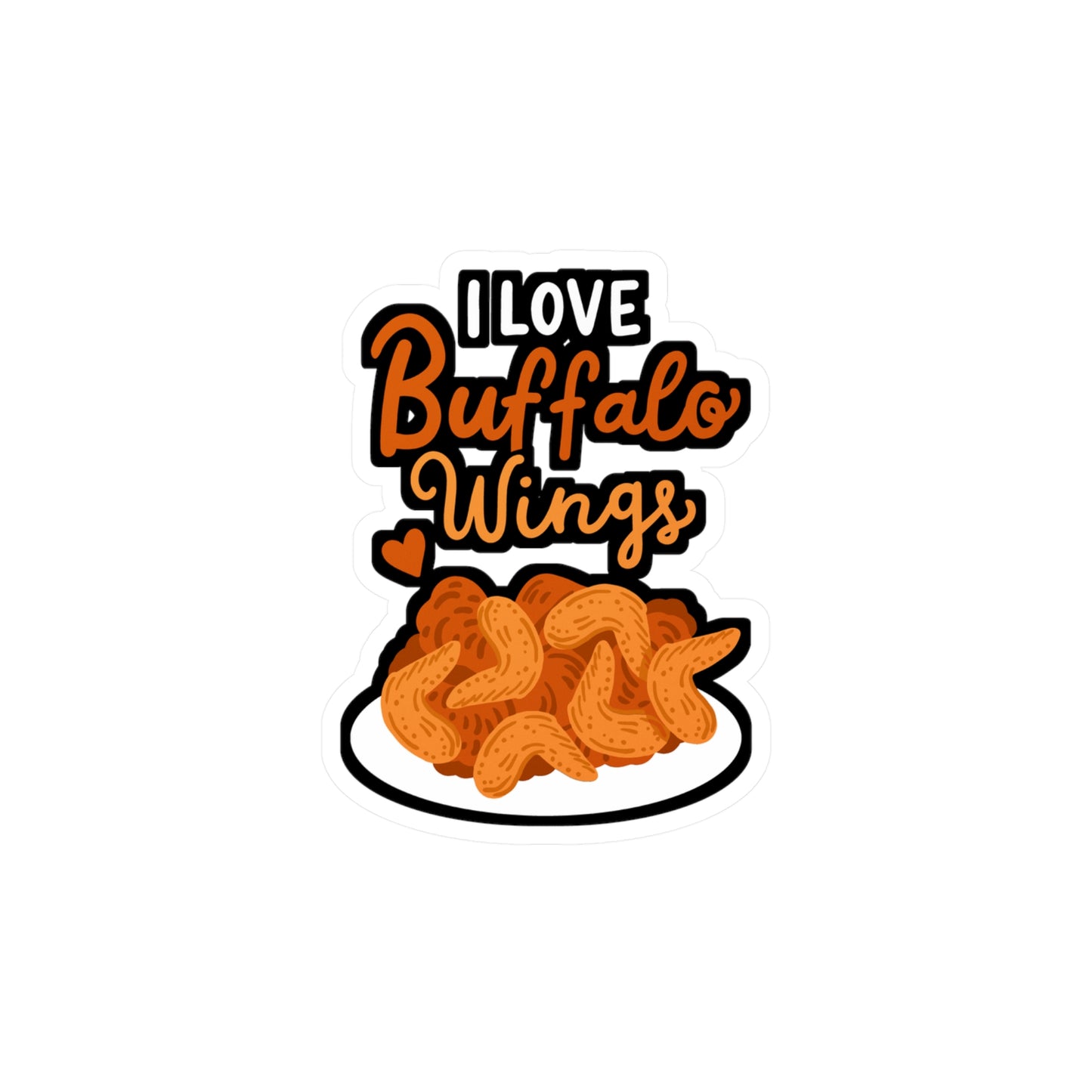 I Love Buffalo Wings - Chicken-wings Sticker for Laptop Sticker. Water Bottle Sticker, Vinyl Buffalo Decal - Chicken-wings Gift