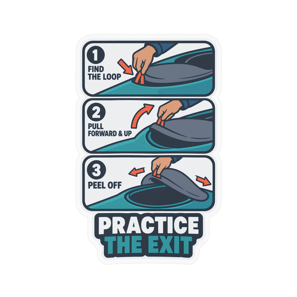 Kayak Sticker - Practice the Exit, Kayaking and Rowing Decals for a Kayaker's Laptop or Water Bottle