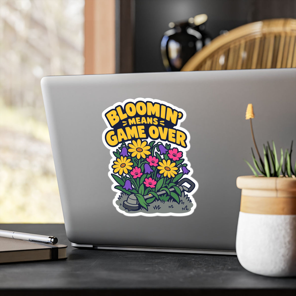 Plants Sticker - Bloomin Means Game Over, Dandelion decals for Nature Lovers and Friendship Gifts, Laptop & Water Bottle