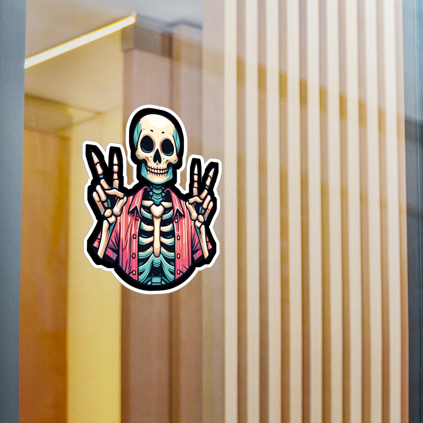 Skeleton Peace - Skeleton Sticker for Car Window Laptop Sticker. Water Bottle Sticker, Vinyl Peace Decal, Bones Sticker - Skeleton Gift
