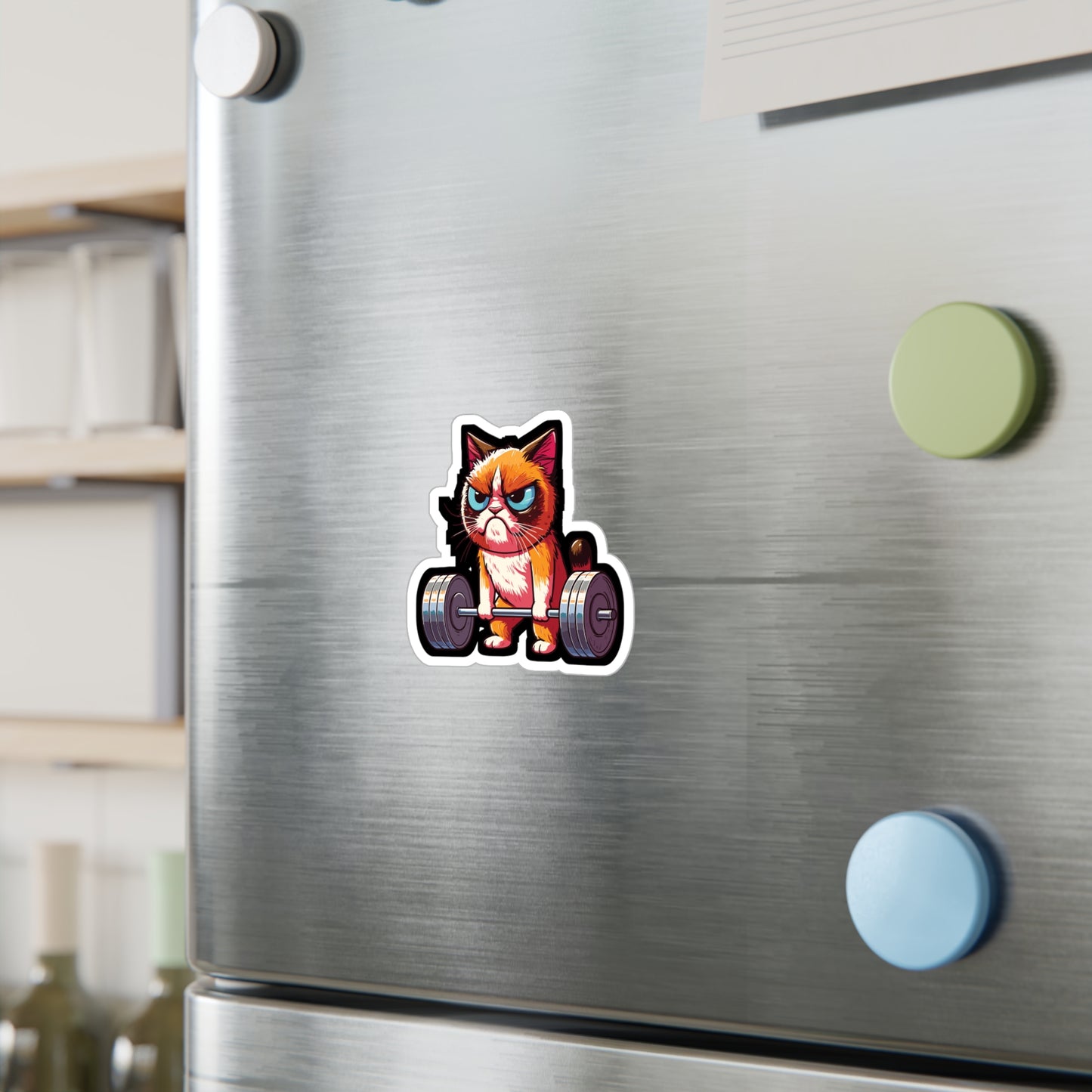 Deadlift Cat Bodybuilding - Weightlifting Sticker for Laptop Sticker. Water Bottle Sticker, Vinyl Muscles Decal - Weightlifting Gift