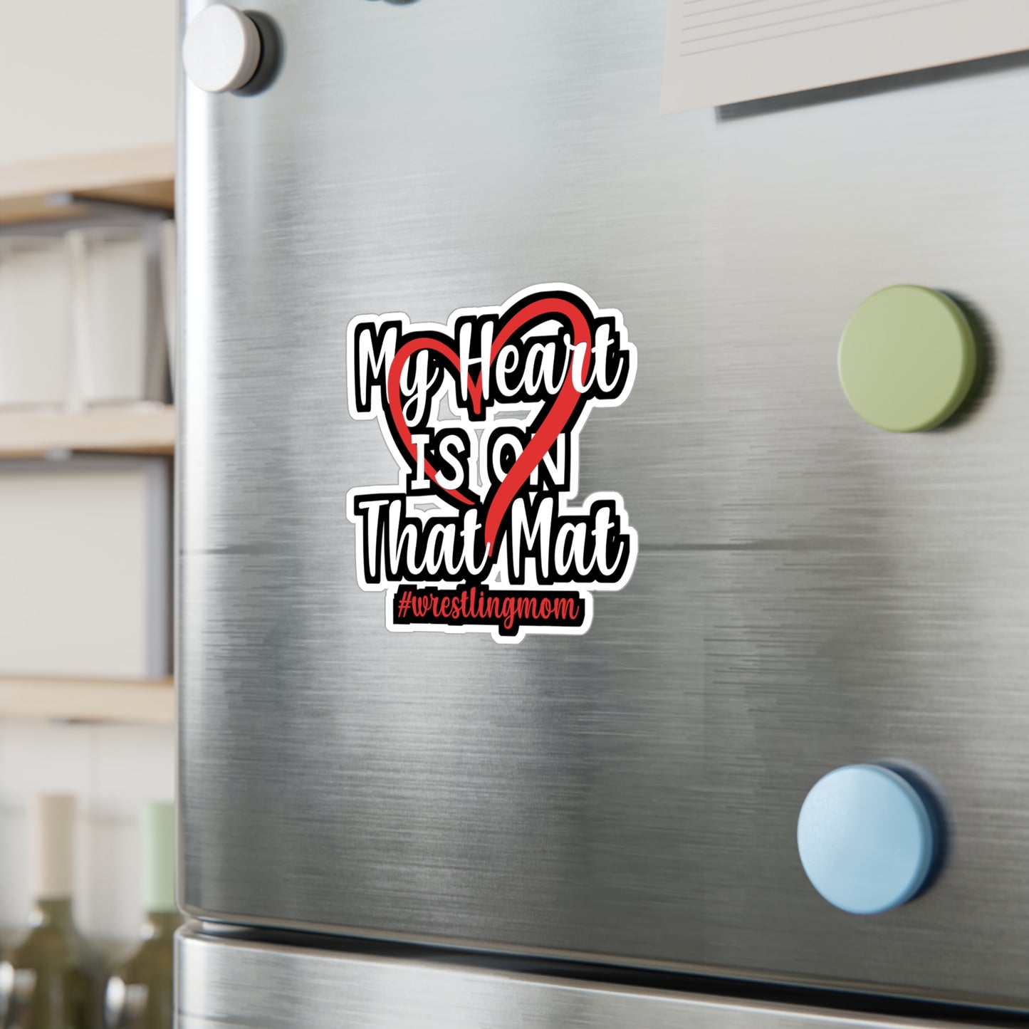 My Heart is on That Mat - Wrestle Sticker for Wall, Laptop, Window, Truck, Car Wrestle Gift Vinyl Wrestling Decal Sticker