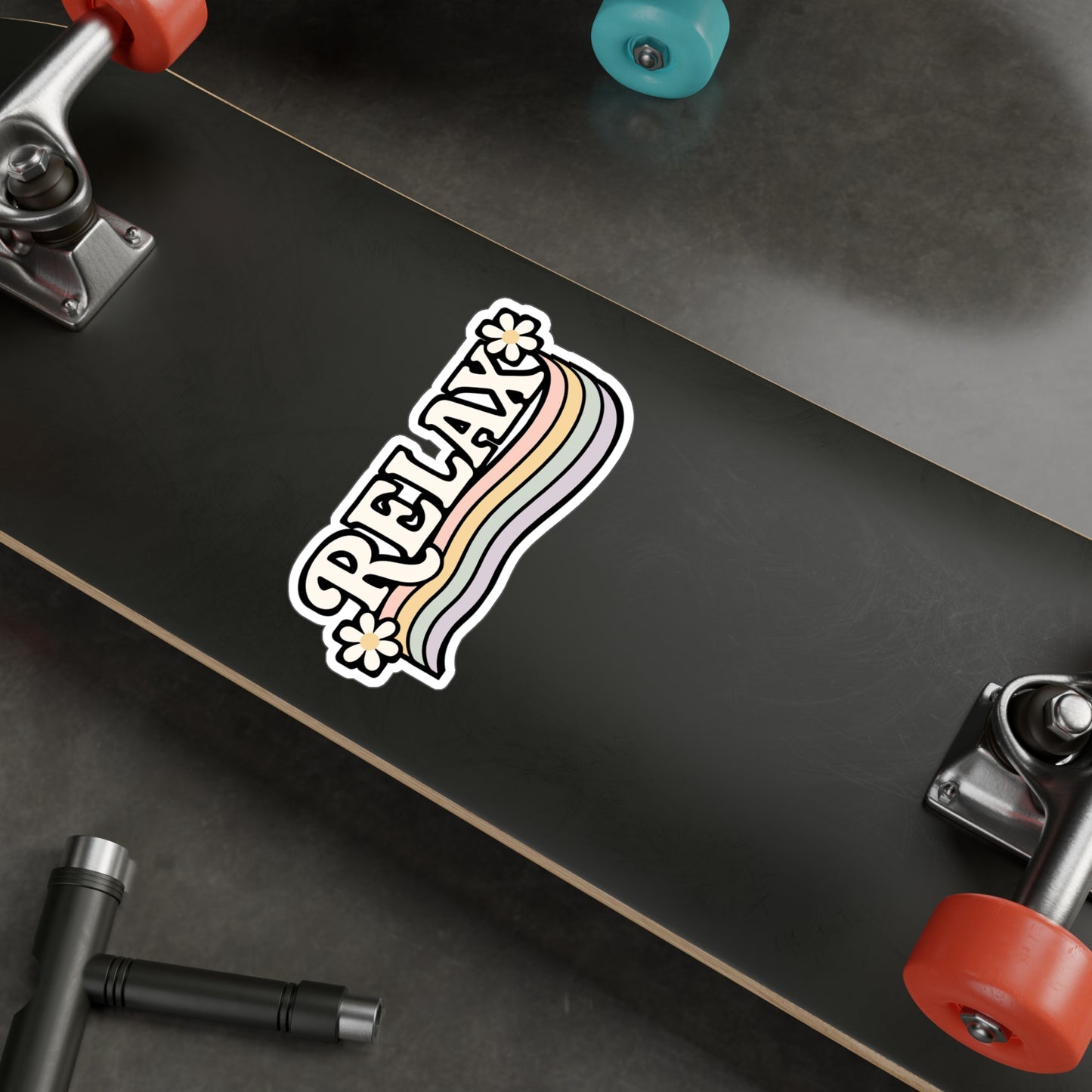 Retro Sticker – Groovy "Chill" Pastel Psychedelic Decals for Laptop, Water Bottle, Vinyl, Waterproof Design