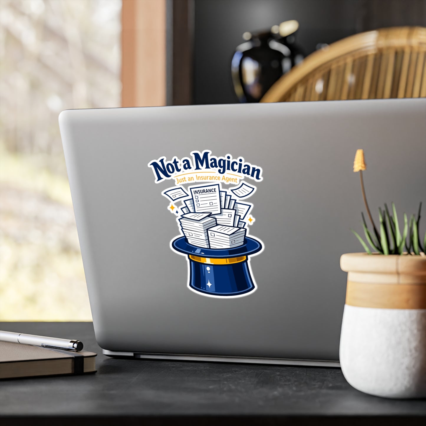 Insurance Agent Sticker Not a Magician Funny policy premium liability Vinyl Waterproof decals for Laptop Water Bottle