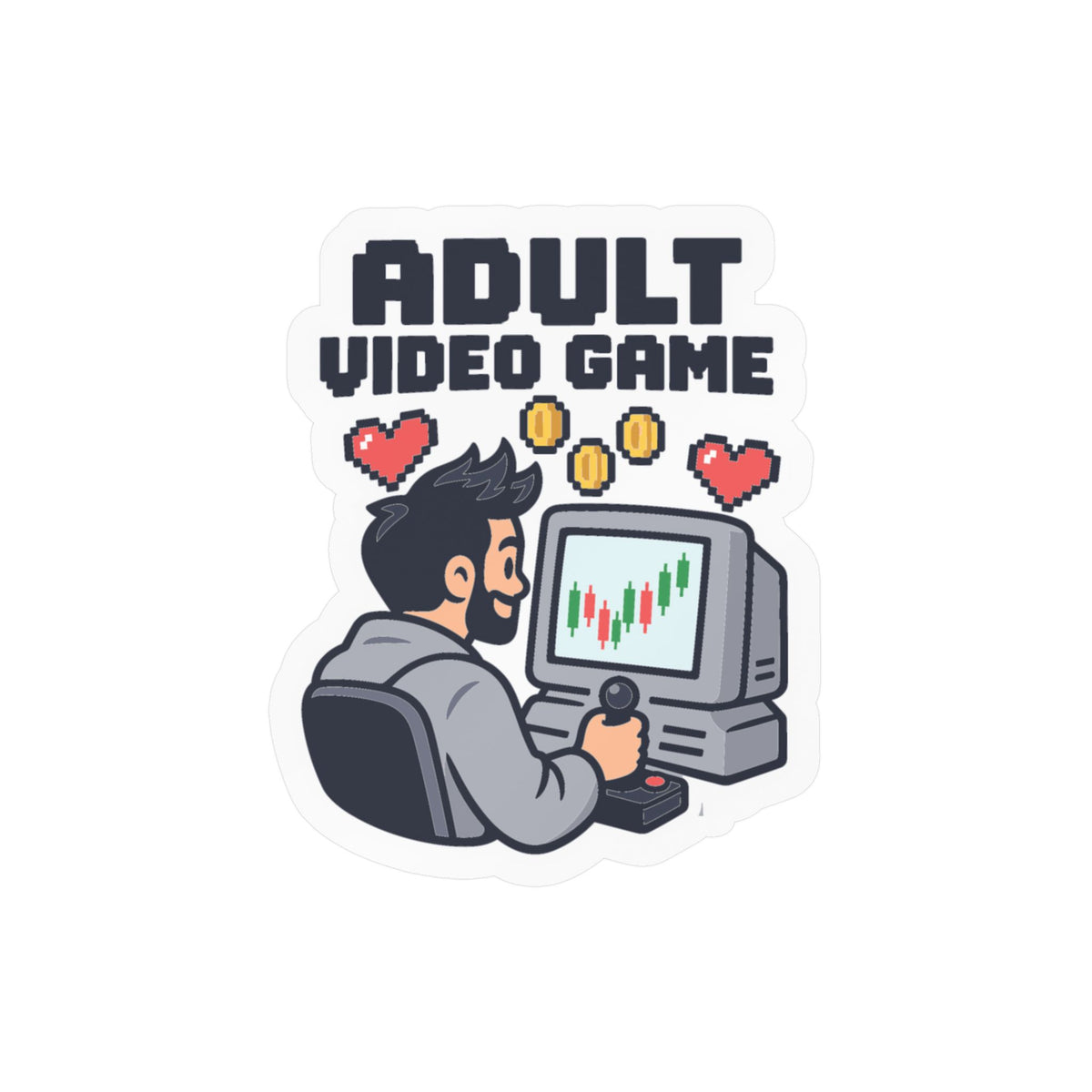 Day Trading Sticker - Adult Video Game Design for the Stock Market and Forex Trader, Laptop and Water Bottle Decals