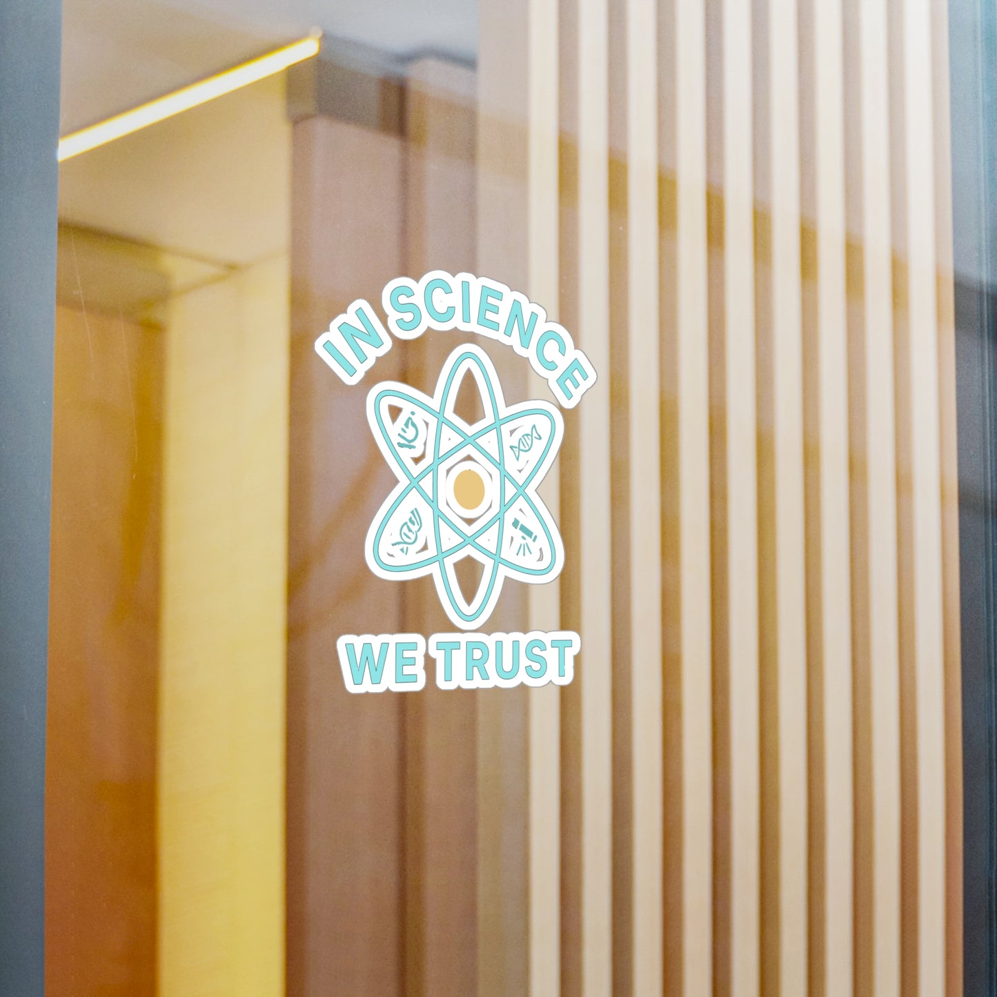 Atheist Sticker – “In Science We Trust” Vinyl Decal for Laptop, Water Bottle, Heathen Paganism Theist Gift, Waterproof Science Stickers